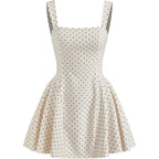 Cider Womens Polka Dot Going Out Dress Cute Summer Date Night Square Neck Sleeveless Mini Dress