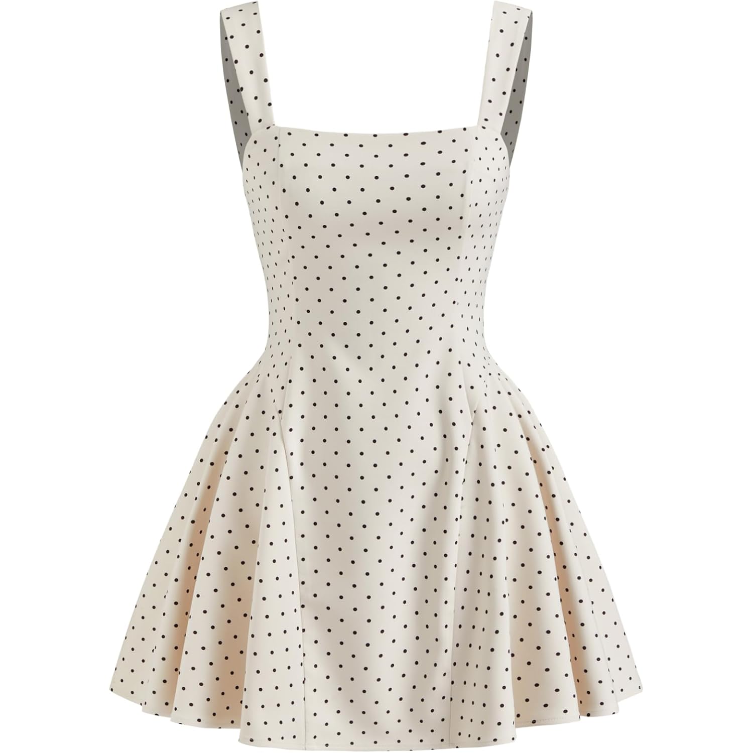 Cider Womens Polka Dot Going Out Dress Cute Summer Date Night Square Neck Sleeveless Mini Dress