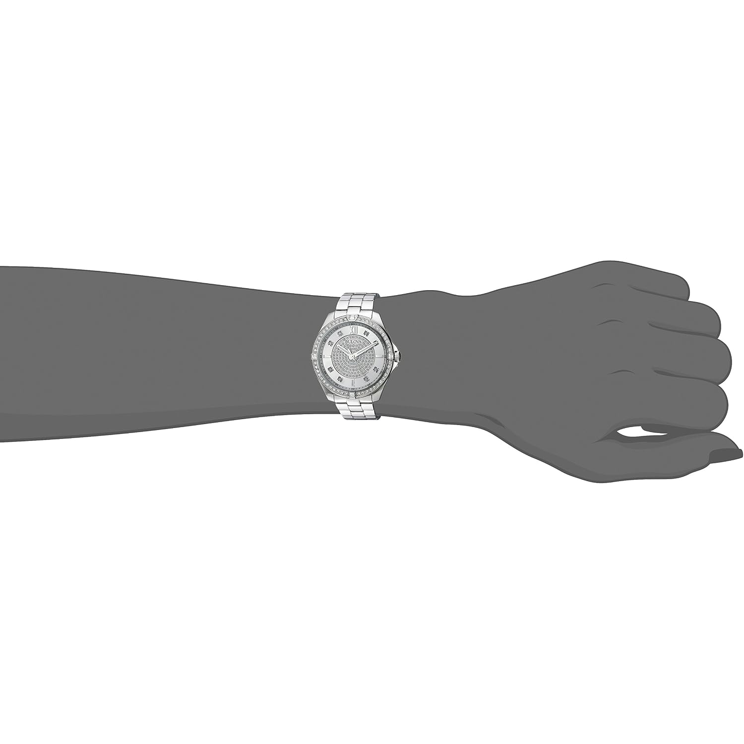 Bulova Ladies' Classic Crystal Stainless Steel 2-Hand Quartz Watch, Pave Dial Style: 96L236