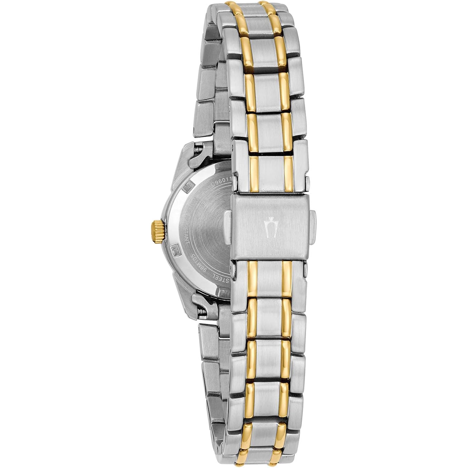 Bulova Ladies' Classic Two-Tone Stainless Steel 3-Hand Calendar Date Quartz Watch, Silver-White Dial (Style: 98M105)