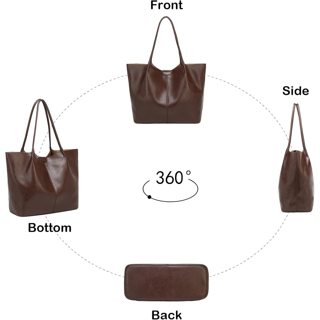 Tote Bag For Women Large Capacity Soft Leather Purse With Interior Pouch Multi-Use For Daily Commute Work Travel