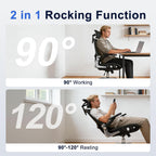 Marrap Ergonomic Office Chair, Mesh Desk Chair With 3D Armrests, Adjustable Lumbar Support And Headrest, 90-120° Rocking Function, Black