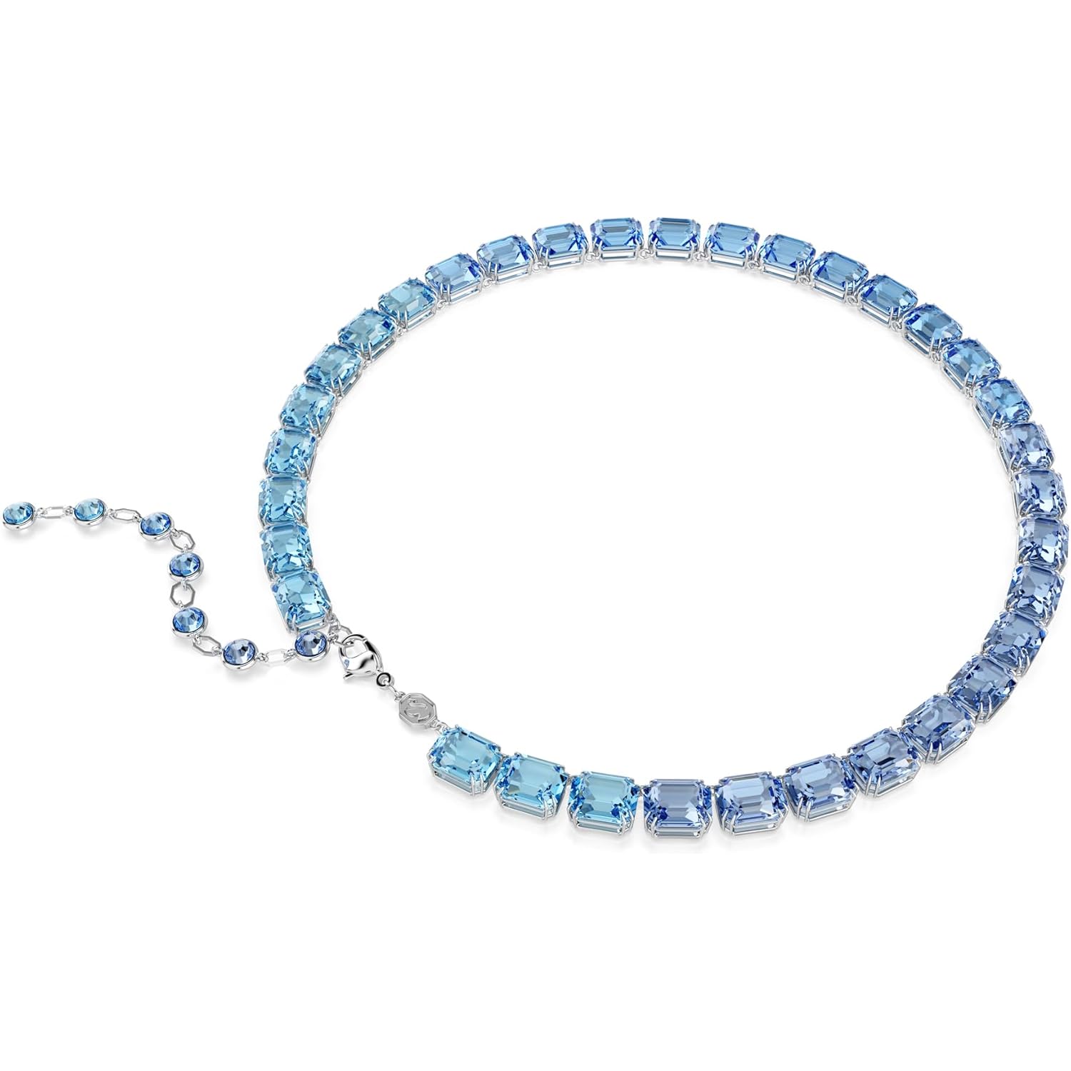 Swarovski Millenia Tennis Necklace, Octagon Cut, Color Gradient, Blue, Rhodium Finished