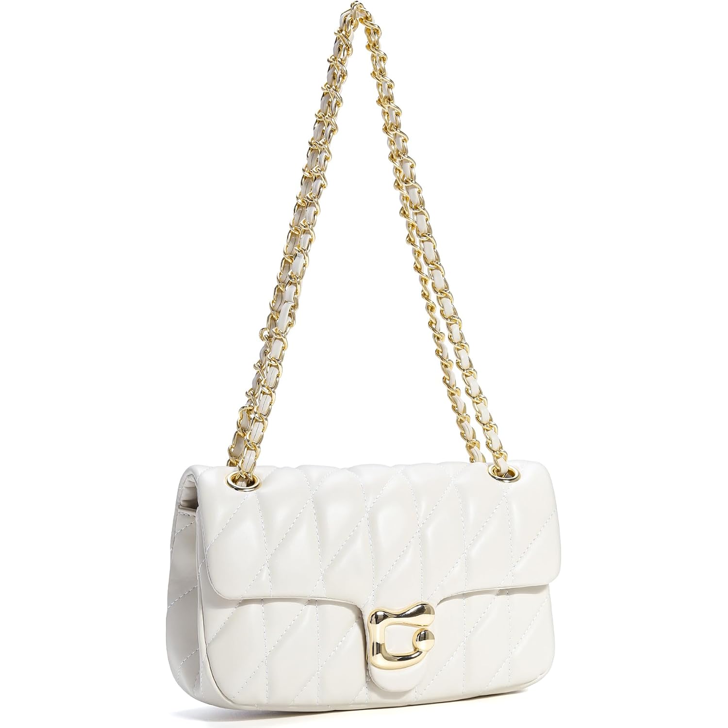 Quilted Crossbody Purse For Women Trendy - Ladies Shoulder Bag Leather Satchel Handbag Designer Evening Clutch