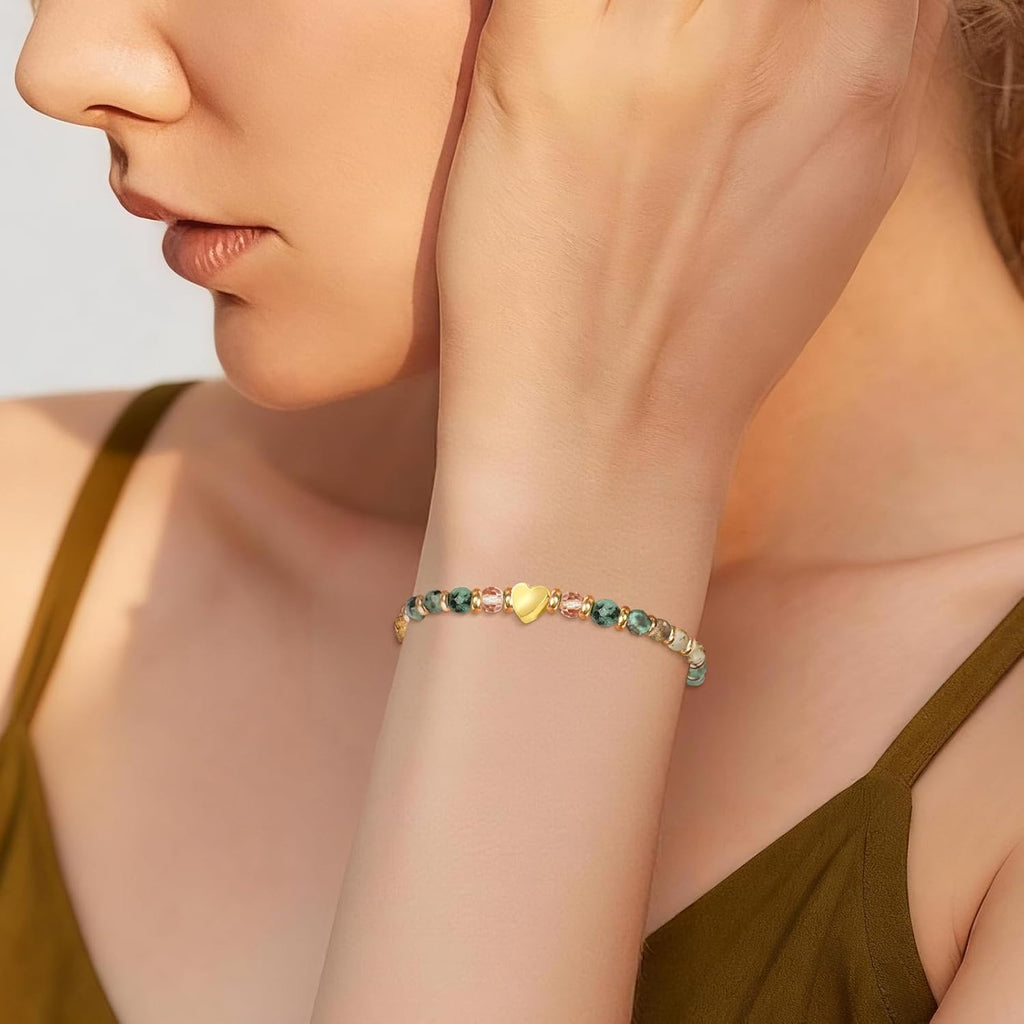 Inspirational Bracelets Gifts for Women: Healing Natural Stone Beads Bracelets - Birthday Mothers Day Gifts Thinking of you Get Well Soon Gift for Women Friends Sister Mom