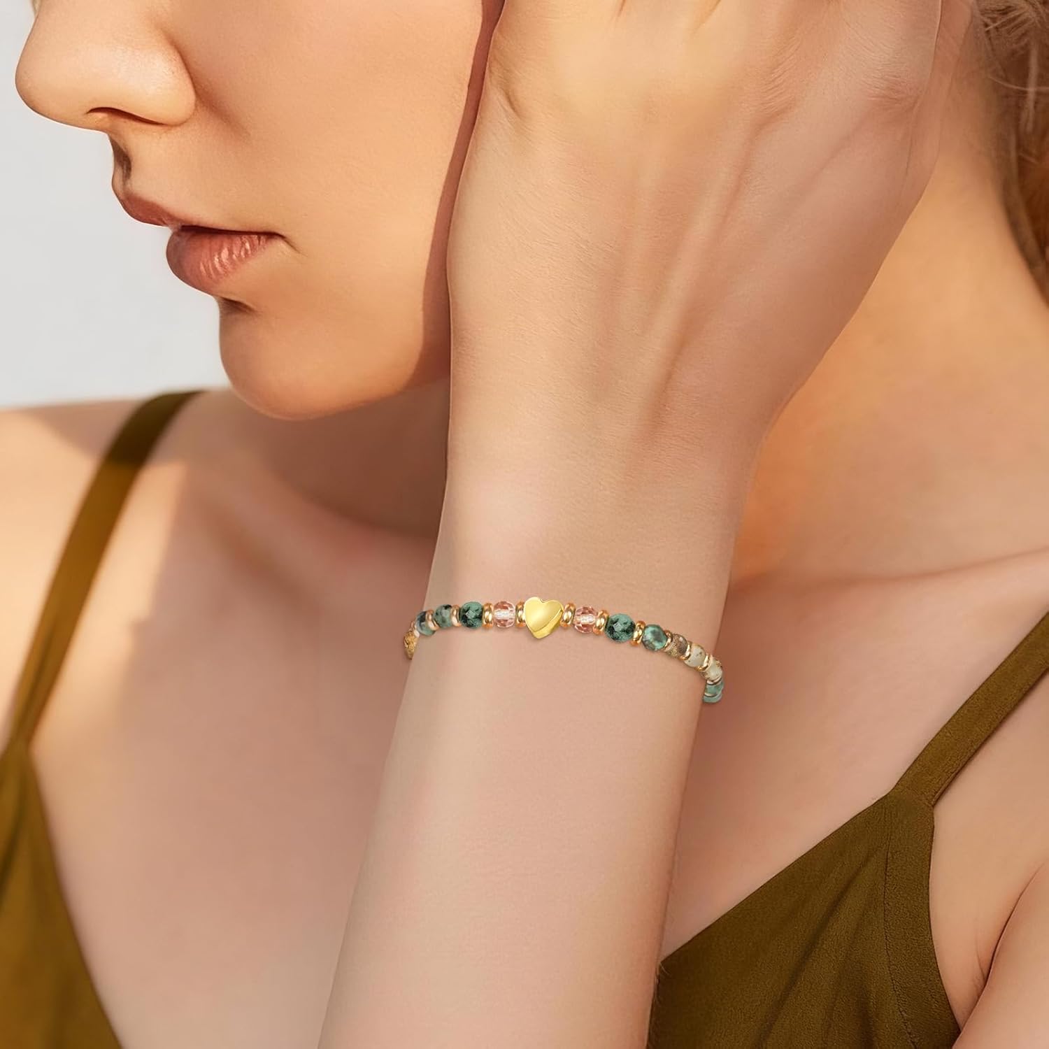Inspirational Bracelets Gifts for Women: Healing Natural Stone Beads Bracelets - Birthday Mothers Day Gifts Thinking of you Get Well Soon Gift for Women Friends Sister Mom