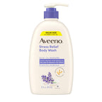 Aveeno Stress Relief Body Wash, Lavender Scent With Nourishing Prebiotic Oat, Sensitive Skin Body Wash For Normal To Dry Skin, Paraben-, Dye-, And Soap-Free, Value Size 33 Fl Oz