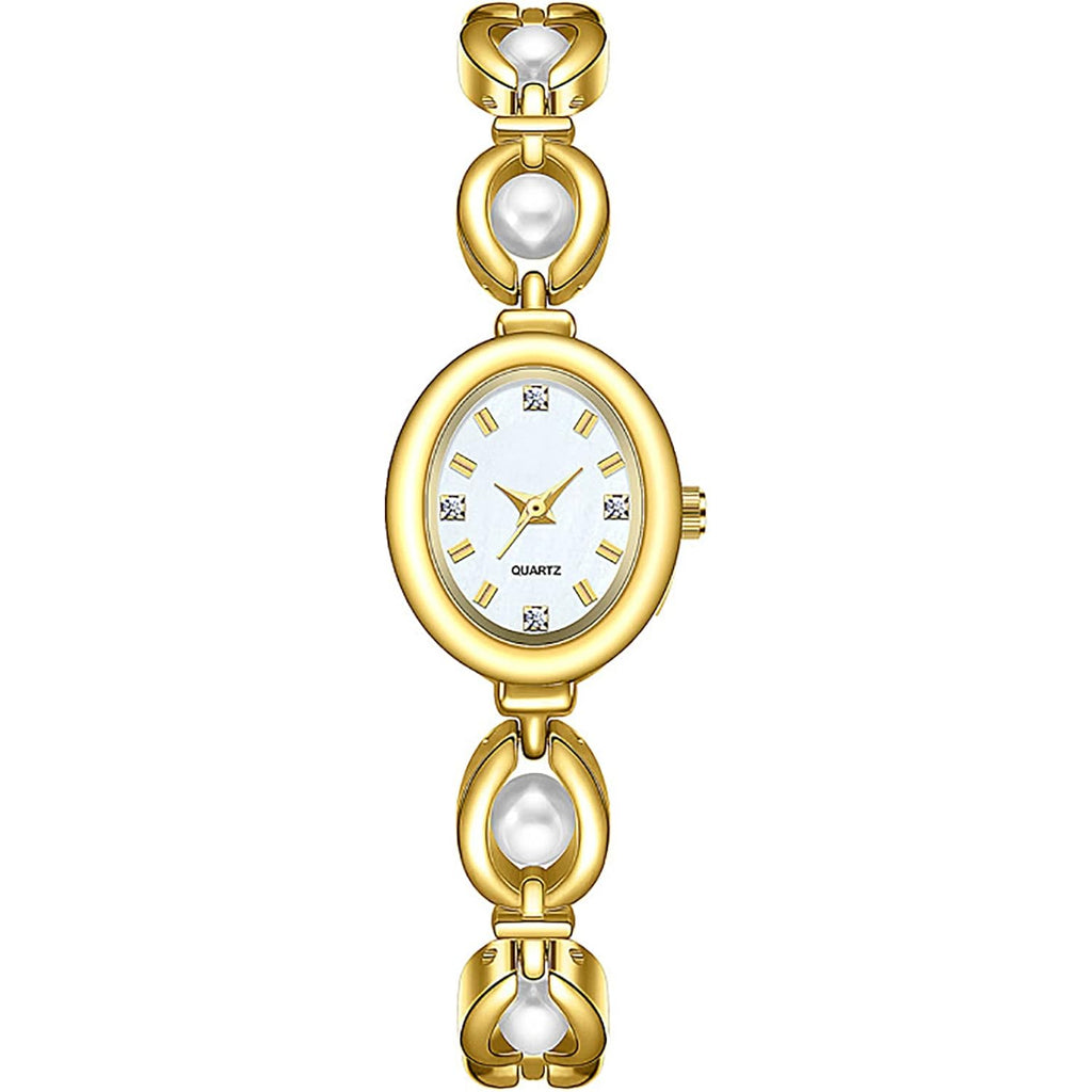 Adsbiaoye Elegant Pearl Women'S Dress Watch Fashion Oval Dial Gift Women'S Waterproof Watch