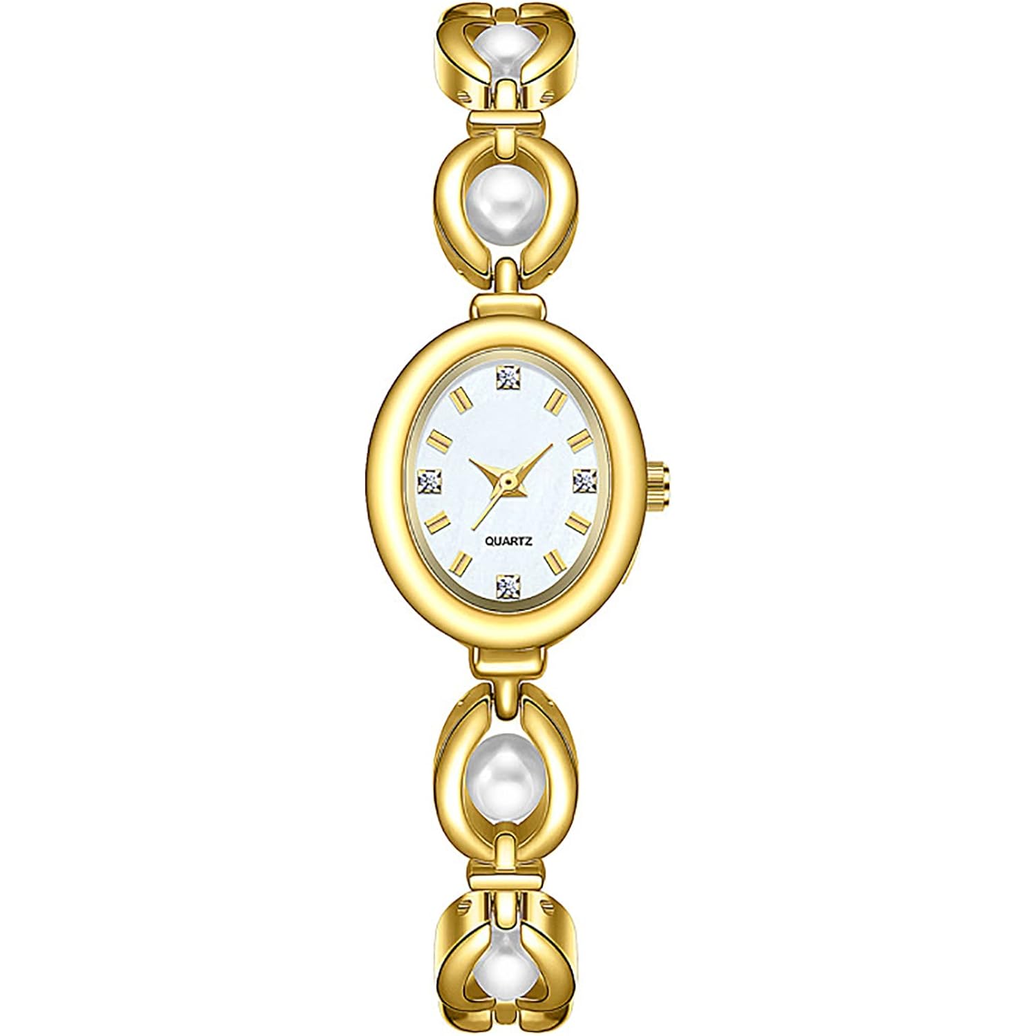 Adsbiaoye Elegant Pearl Women'S Dress Watch Fashion Oval Dial Gift Women'S Waterproof Watch