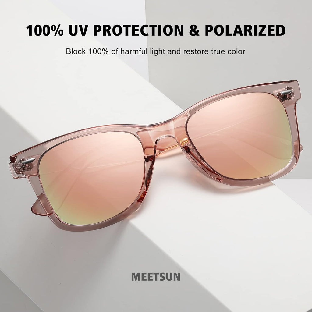 MEETSUN Retro Polarized Sunglasses for Women Men Classic Mirror Lens Driving Trendy Sun Glasses UV Protection (3 Pack)