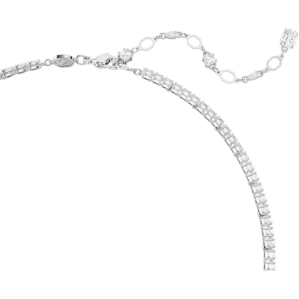 Swarovski Matrix Y Necklace, Mixed Cuts, Clear, Rhodium Finished