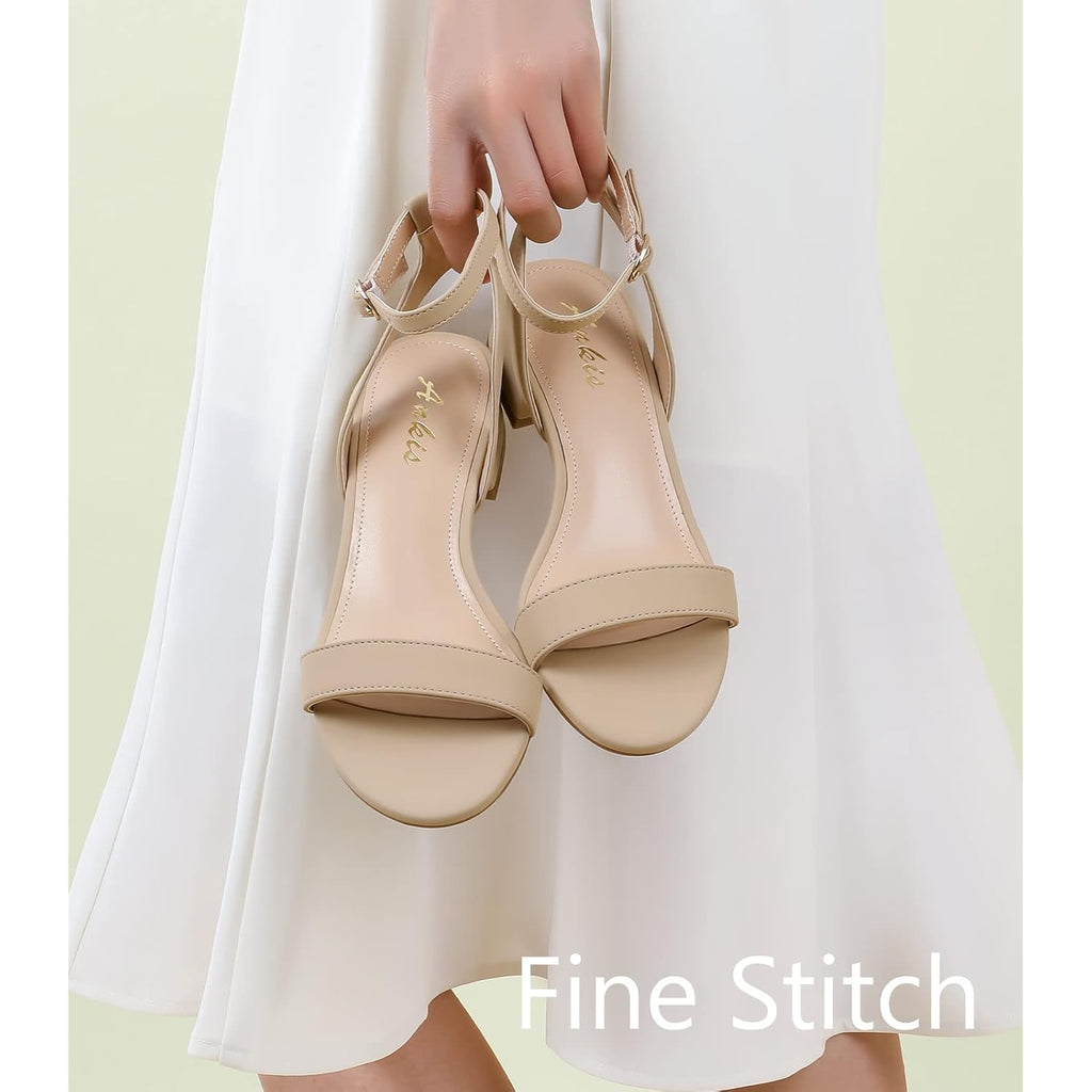Ankis Black Nude White Gold Women Sandals Comfortable Walking Strappy Open Toe Sandals For Women Dressy Summer 1 Inch Low Block Heel Flat Adjustable Ankle Strap Shoes