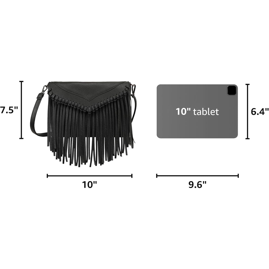 Hde Women'S Pu Leather Hobo Fringe Crossbody Tassel Purse Vintage Flap Envelope Handbag Western Sling Shoulder Bag
