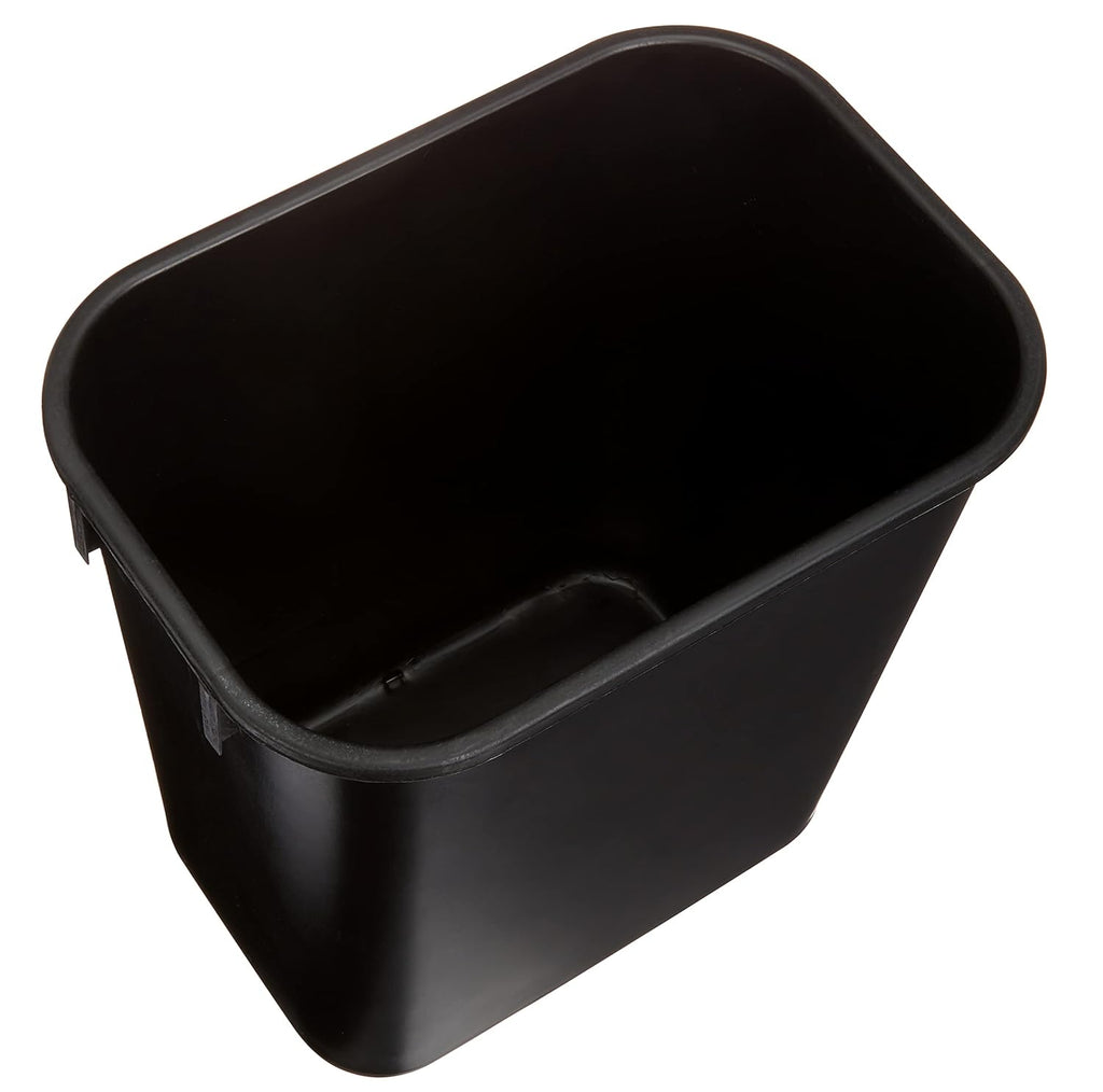 Amazon Basics Small Rectangular Commercial Office Wastebasket, Easy to Clean, 3 Gallon, Black, 2-Pack