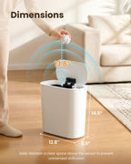 Cesun Motion Sensor Trash Can, 5 Gallon Automatic Bathroom Garbage Can With Lid, Touchless Smart Plastic Slim Wastebasket For Bathroom, Office, Rv, Bedroom, Living Room, White