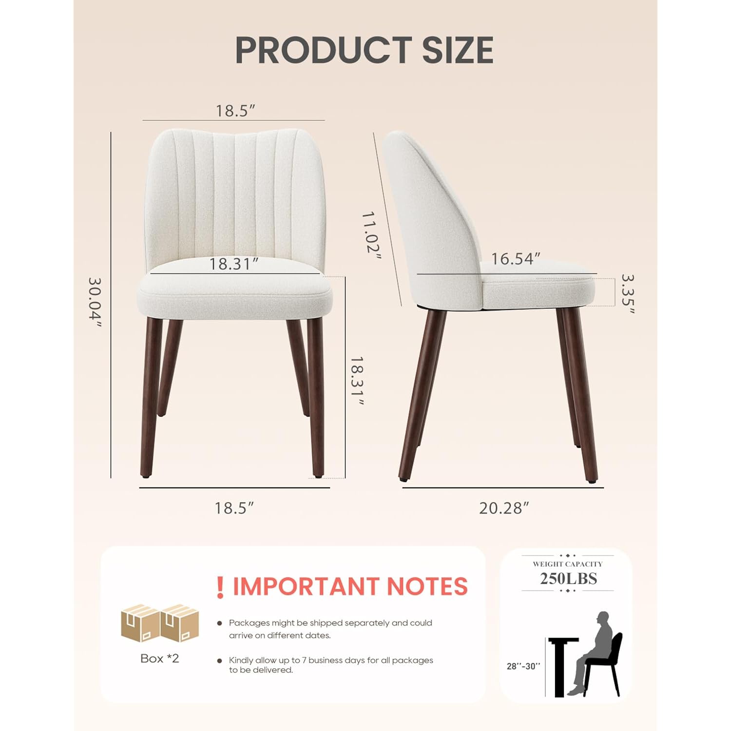 Upholstered Dining Chairs Set Of 4, Farmhouse Fabric Kitchen Chairs With Solid Wood Legs, Modern Dining Room Chairs For Restaurant & Cafe, Beige