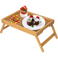 Artmeer Bed Tray Table with Folding Legs,Bamboo Breakfast in Bed for TV Table, Laptop Computer Tray,Eating,Snack Tray(Bamboo)