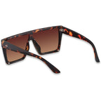 Square Oversized Sunglasses for Women Men Big Flat Top Fashion Shield Large UV Protection Rimless Shades (2packs) Glossy Black + Tortoise