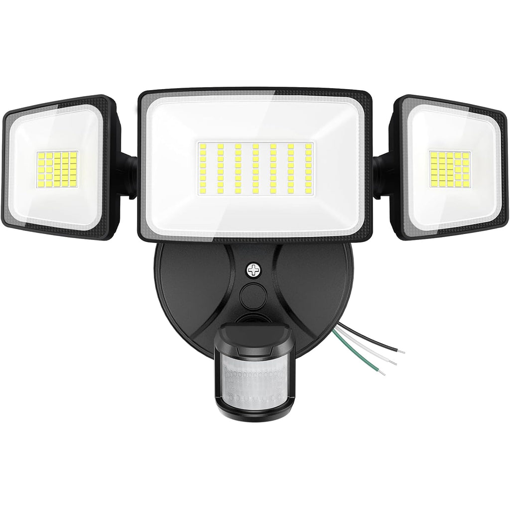 Onforu 75W Led Flood Light Motion Sensor Outdoor, 7000Lm Dusk To Dawn Flood Light, Security Light With Three Head, Ip65 Waterproof Exterior Floodlight, 6500K Wall Light For Entryway Stairs Yard Garage