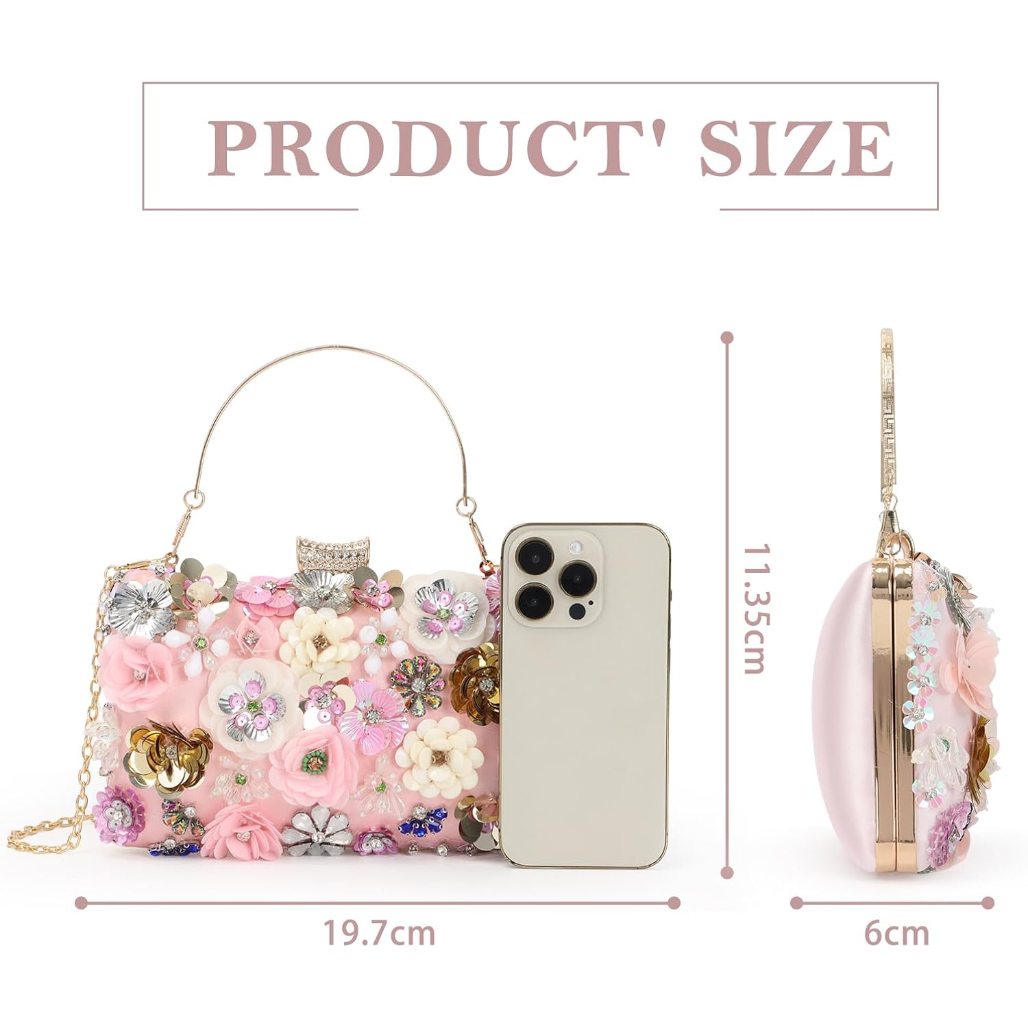Women Clutches Flower Evening Handbag Chain Strap Shoulder Bag
