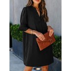 Qacohu Summer Dresses For Women V Neck Ruffle Short Sleeve Casual Shift Dress