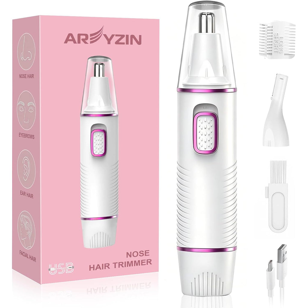 Nose Hair Trimmer for Women,USB Rechargeable Ear and Nose Trimmer,2026 Professiona 2 in 1 Painless Eyebrow & Facial Hair Trimmer Remover,IPX7 Waterproof,Portable Nasal Hair Clipper,Dual-Edge Blades