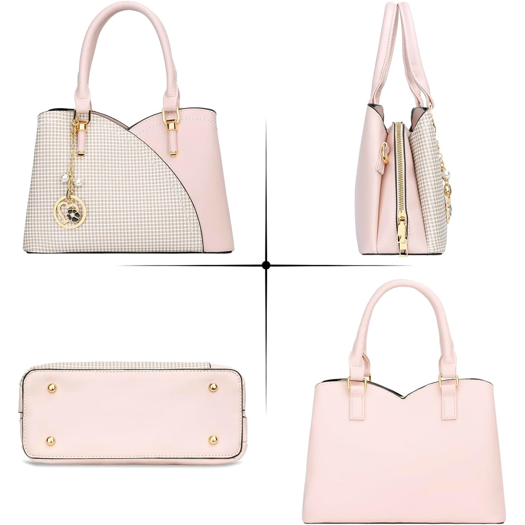 Kkxiu Triple Compartments Purses And Handbags For Women Fashion Ladies Satchel Shoulder Top Handle Bag
