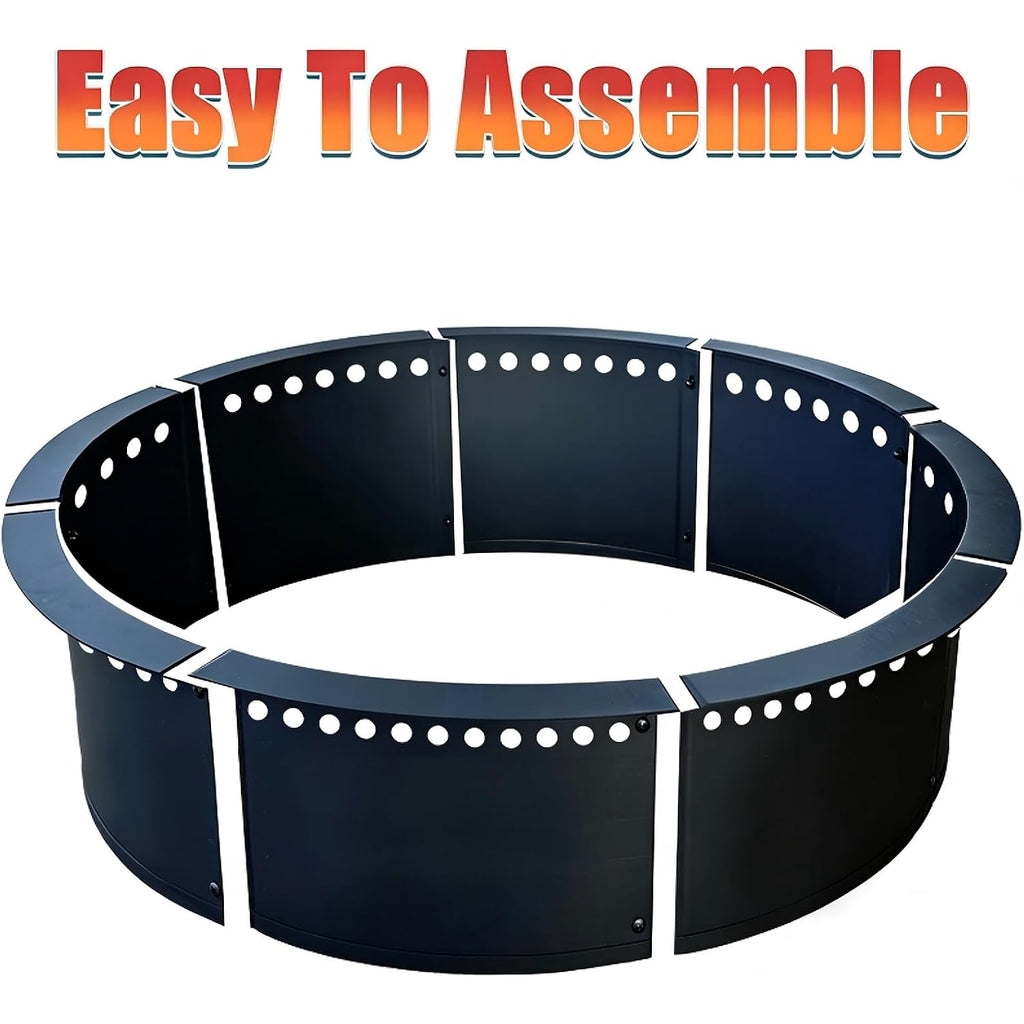 Soulmate Outdoor 40-Inch Outer/36-Inch Inner Fire Pit Ring Smokeless,Duty Solid Metal Steel Round Firepit Rim Insert For Diy Fire Pits, Outdoor Above Or In-Ground, Camping Garden Patio Backyard.