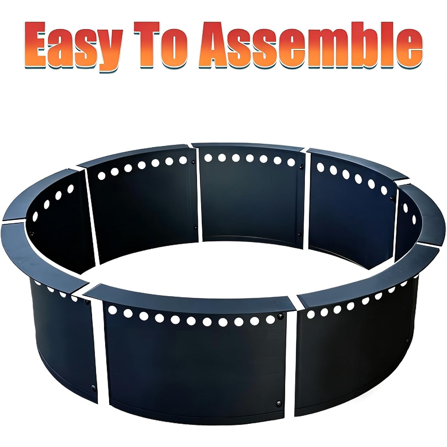 Soulmate Outdoor 40-Inch Outer/36-Inch Inner Fire Pit Ring Smokeless,Duty Solid Metal Steel Round Firepit Rim Insert For Diy Fire Pits, Outdoor Above Or In-Ground, Camping Garden Patio Backyard.