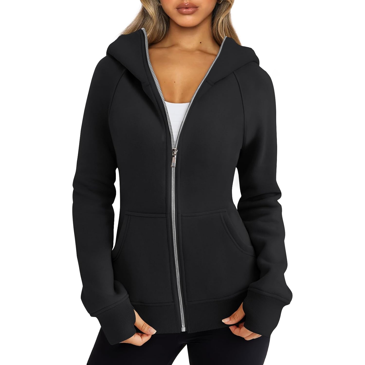 Trendy Queen Women Zip Up Hoodies Slim Fit Workout Sweatshirts Fall Jackets