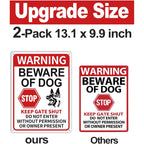 2 Pack Beware Of Dog Signs, 13X9.9 Inch Reflective Tin Sign Beware Of Dog For Fence, Do Not Enter Sign Great For Garden And Yard Wall Decor