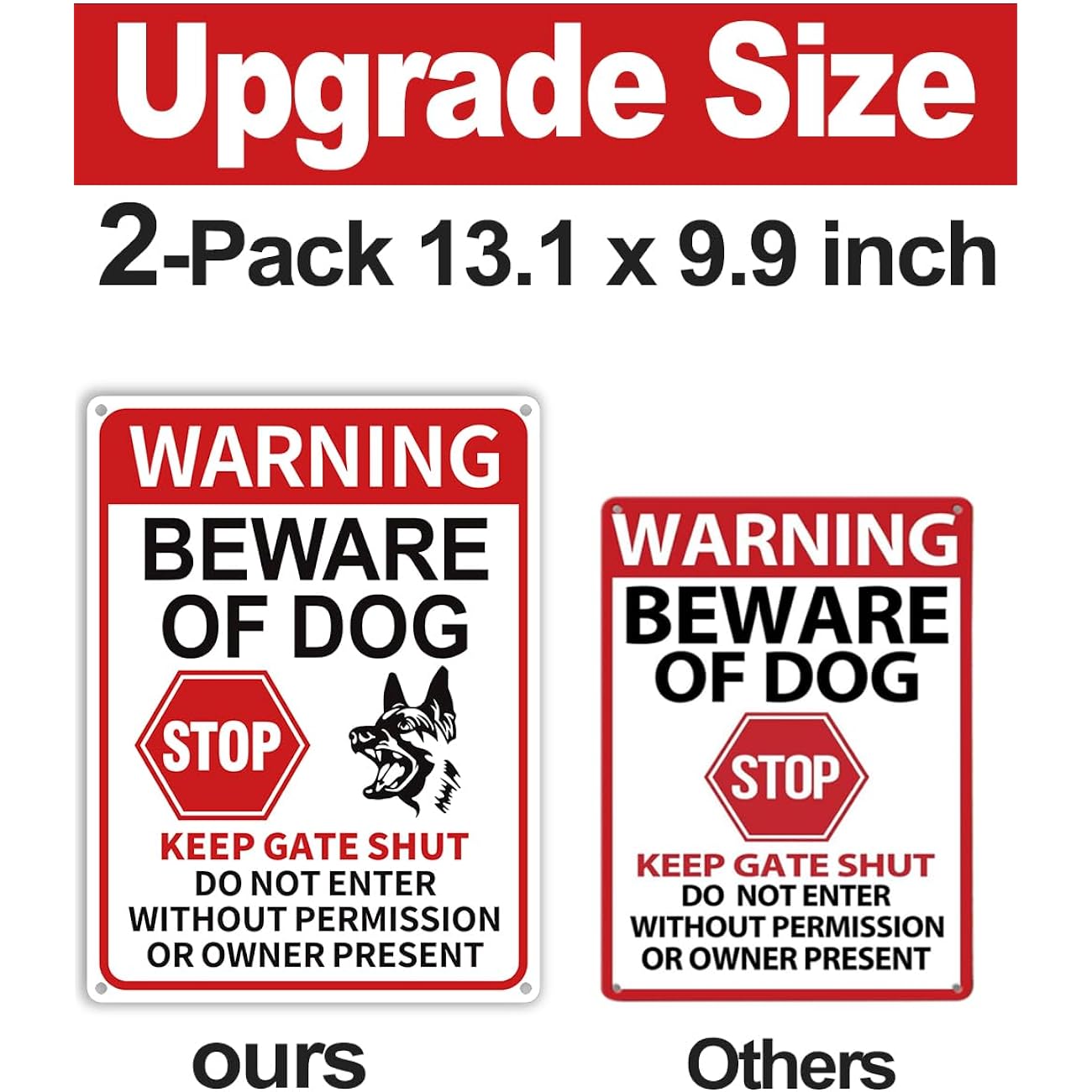 2 Pack Beware Of Dog Signs, 13X9.9 Inch Reflective Tin Sign Beware Of Dog For Fence, Do Not Enter Sign Great For Garden And Yard Wall Decor