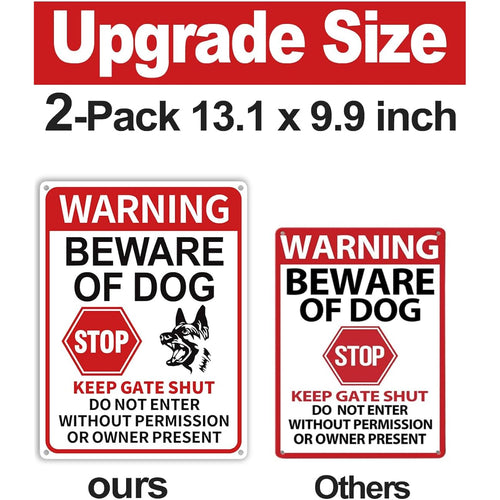 2 Pack Beware Of Dog Signs, 13X9.9 Inch Reflective Tin Sign Beware Of Dog For Fence, Do Not Enter Sign Great For Garden And Yard Wall Decor