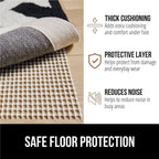 GORILLA GRIP® Strong Rug Pad Gripper, Grips Help Keep Area Rugs Safe in Place, Slip and Skid Resistant Pads for Tile and Hardwood Floors, Under Carpet Mat Cushion Floor Protection, 2x3 FT