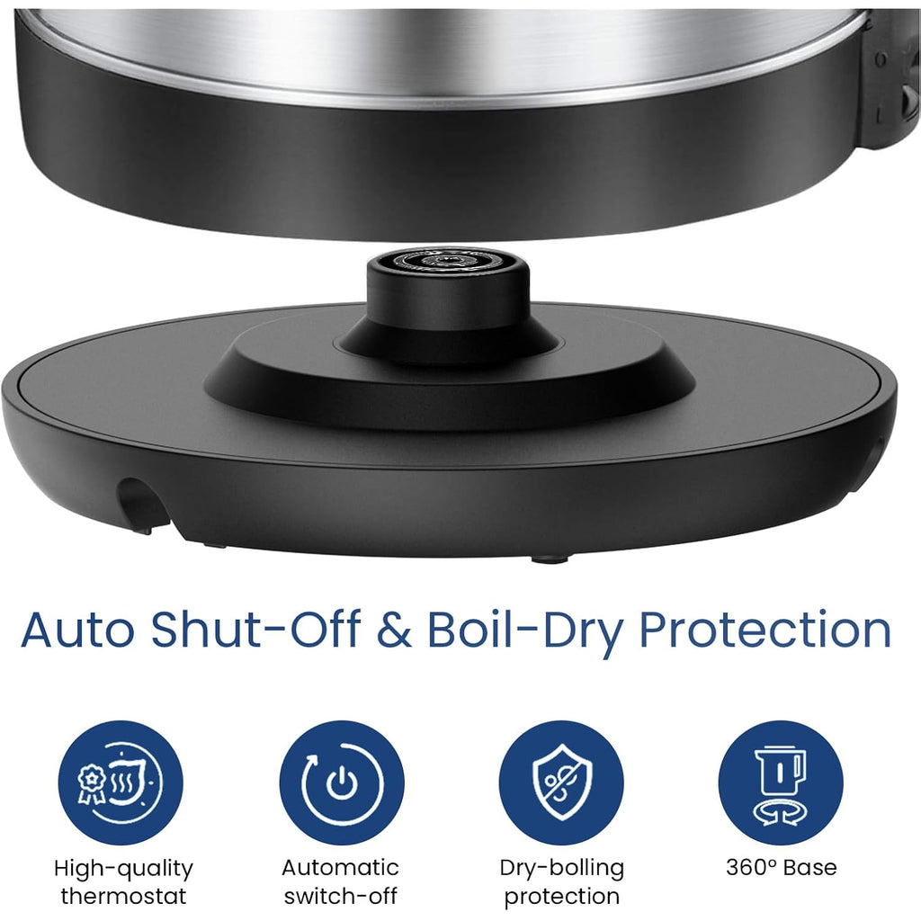 Comfee 1.7L Stainless Steel Electric Tea Kettle, Bpa-Free Hot Water Boiler, Cordless With Led Light, Auto Shut-Off And Boil-Dry Protection, 1500W Fast Boil