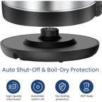 Comfee 1.7L Stainless Steel Electric Tea Kettle, Bpa-Free Hot Water Boiler, Cordless With Led Light, Auto Shut-Off And Boil-Dry Protection, 1500W Fast Boil