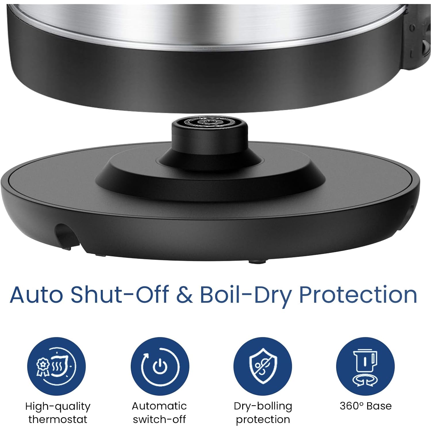 Comfee 1.7L Stainless Steel Electric Tea Kettle, Bpa-Free Hot Water Boiler, Cordless With Led Light, Auto Shut-Off And Boil-Dry Protection, 1500W Fast Boil