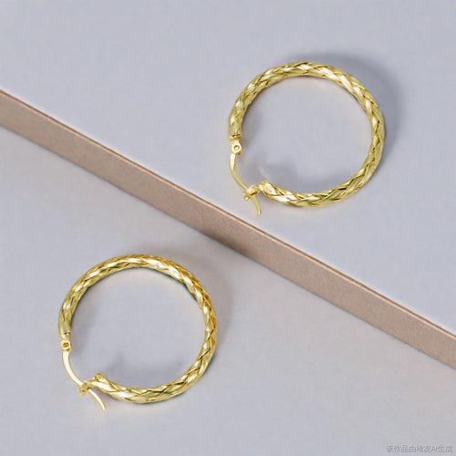 14K Gold Earrings for Women Weave Design 14K Gold Hoop Earrings Classic & Timeless Everyday Luxury Earring Mother’s Day Gifts