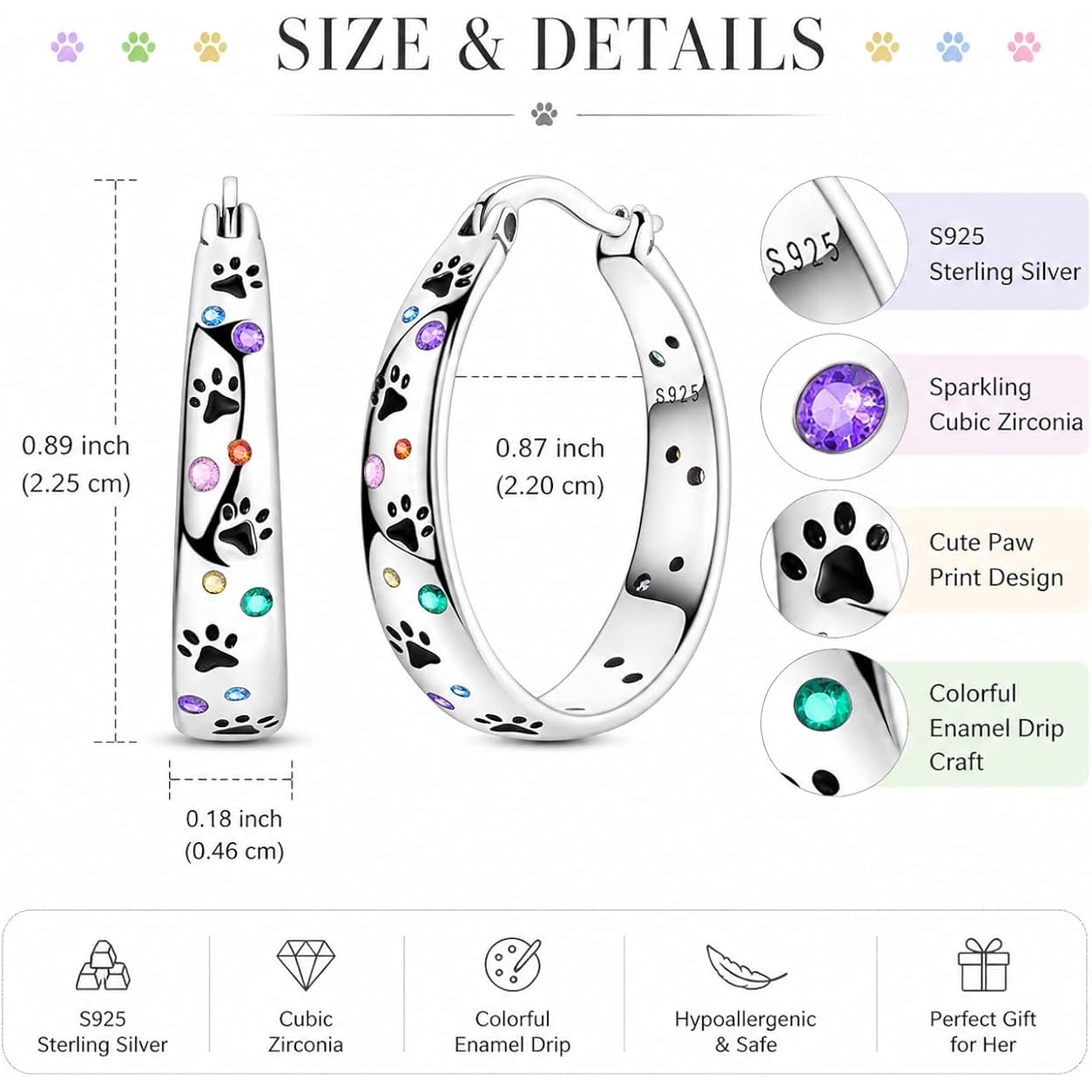 NARMO 925 Sterling Silver Hoop Earrings for Women Hypoallergenic Lightweight Simple Huggie Hoop Earrings Twisted Hoop Earrings Colorful Cubic Zirconia Hoop Earrings Rainbow Hoop Earrings