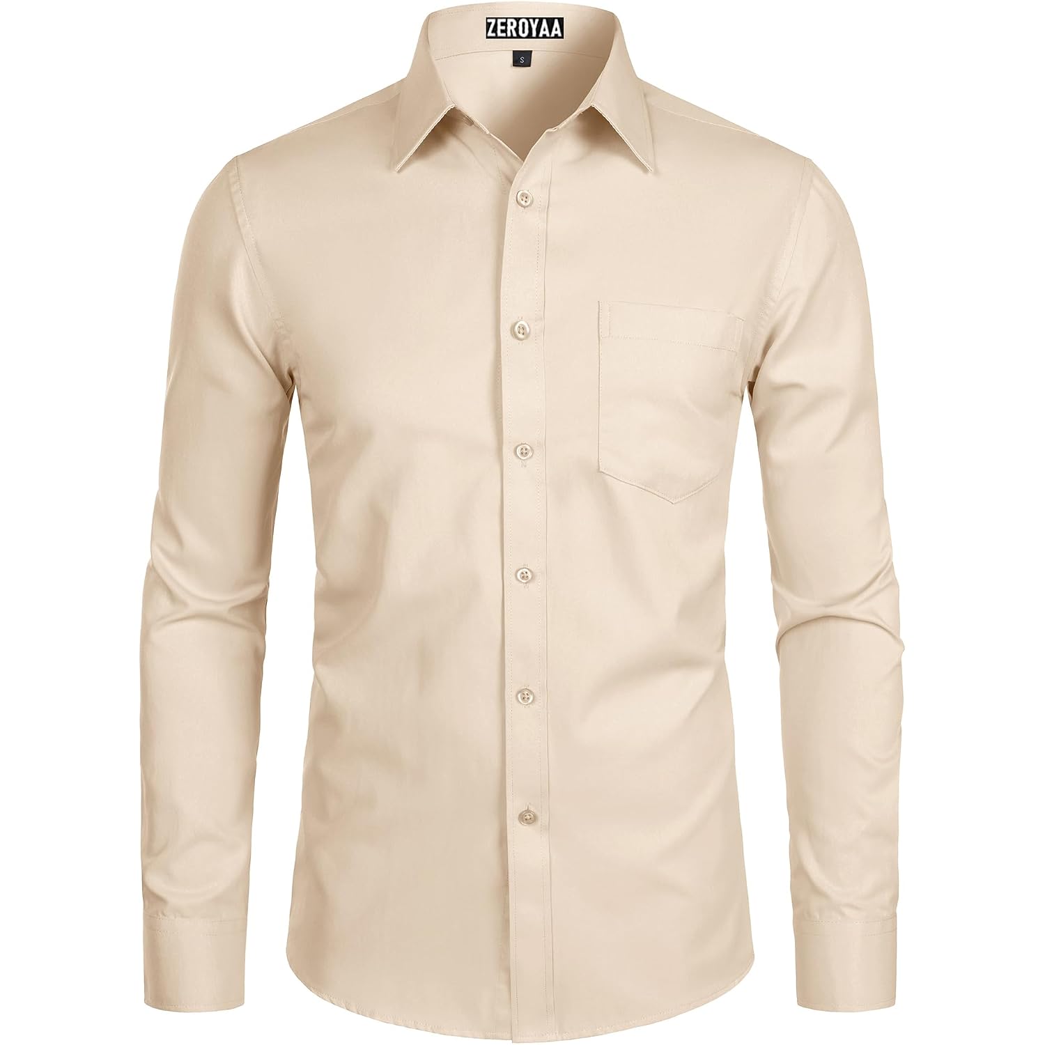 Zeroyaa Men'S Long Sleeve Dress Shirt Solid Slim Fit Casual Business Formal Button Up Shirts With Pocket