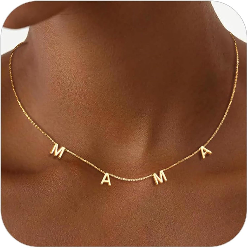 Eaciy Mama Necklaces for Women, Mother's Day Gifts for Mom, 14K Gold Plated Dainty Necklace Non Tarnish Jewelry, Gifts for New Mom