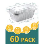 NEEBAKE 60 Pack 6x3.5x2 Disposable Aluminum Loaf Pans with Lids Small-Aluminum-Foil-Pans-Tin-Foil-Baking-Pans-Tin-Trays-Food-Containers-for-Baking-Cakes-Bread-Meat-Loaves