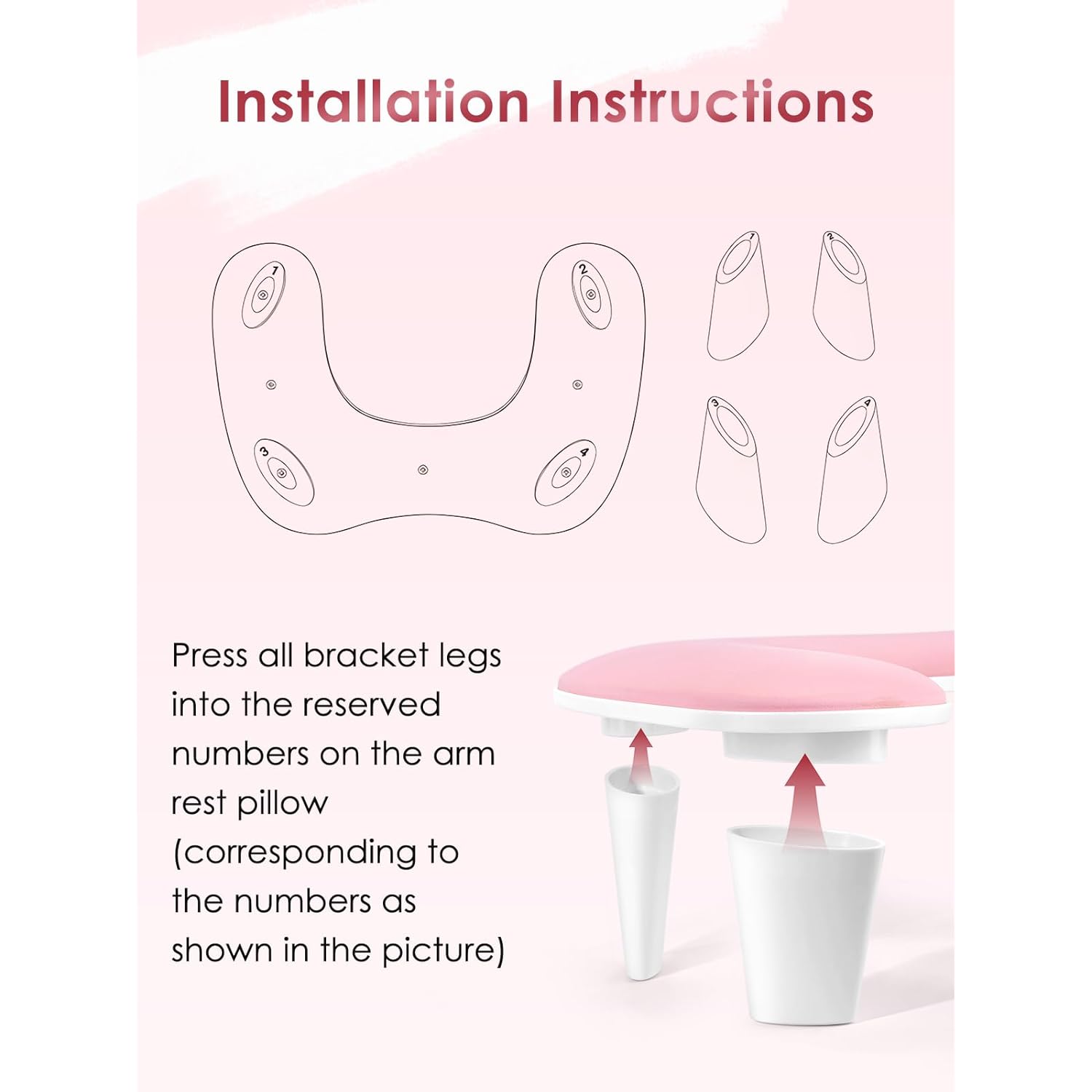 Arm Rest for Nails Tech - U-shaped Manicure Nail Hand Rest Pillow Cushion, Big Microfiber Leather Nail Arm Rest Stand for Acrylic Nail Art Tech (Pink)