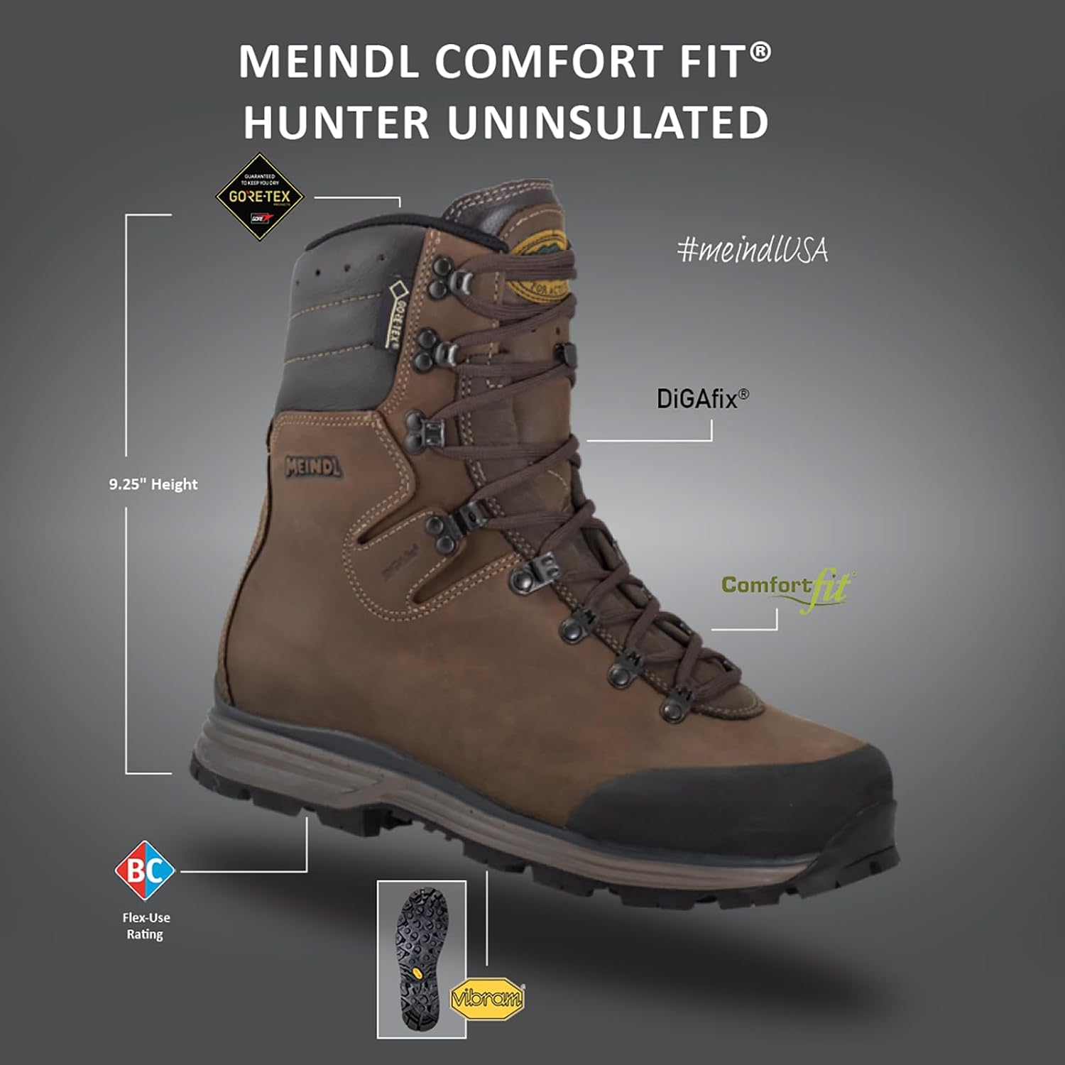 Meindl Men'S Comfort-Fit Hunter | Uninsulated Gore-Tex Waterproof Hunting Boot | Wide Toe Box | Made In Germany