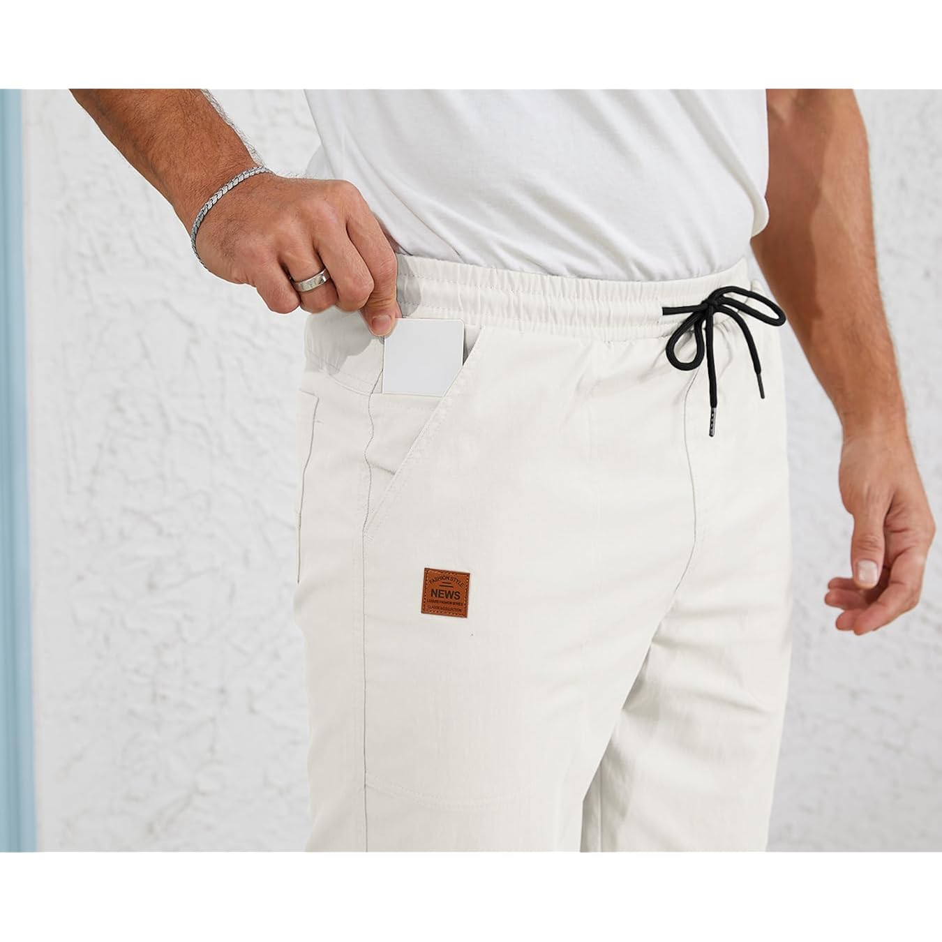 Stickon Men'S Shorts Casual Elastic Waist Drawstring Summer Beach Short With 5 Pockets
