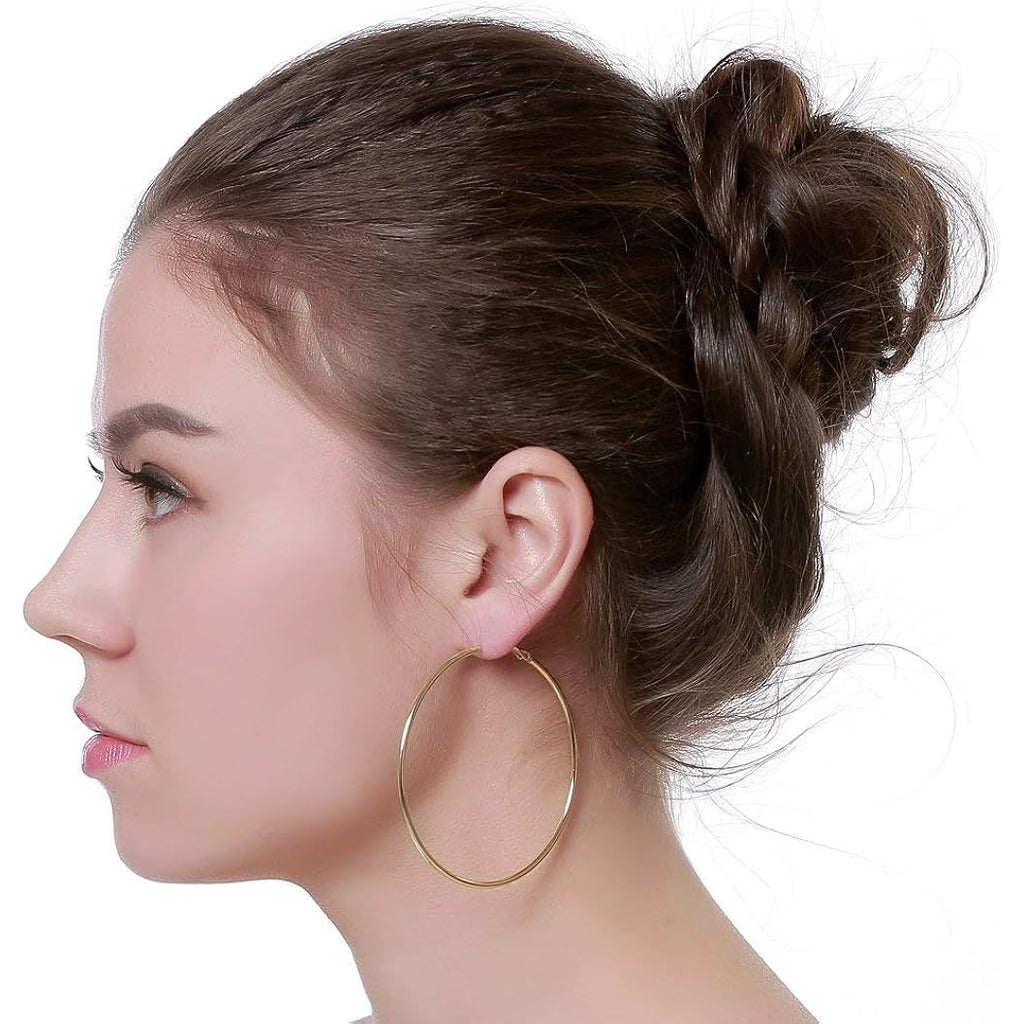 Dainty 70mm Big Large Hoop Earrings for Women Fashion Round Circle Huggie Hoops 3 Inch Fashion Minimalist Hooped for Bff Birthday Her