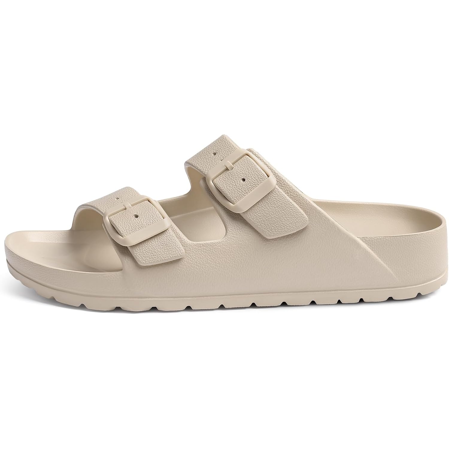 Shevalues Women'S Comfort Sandals With Medium Arch Support Double Buckle Adjustable Eva Slides For Summer Beach