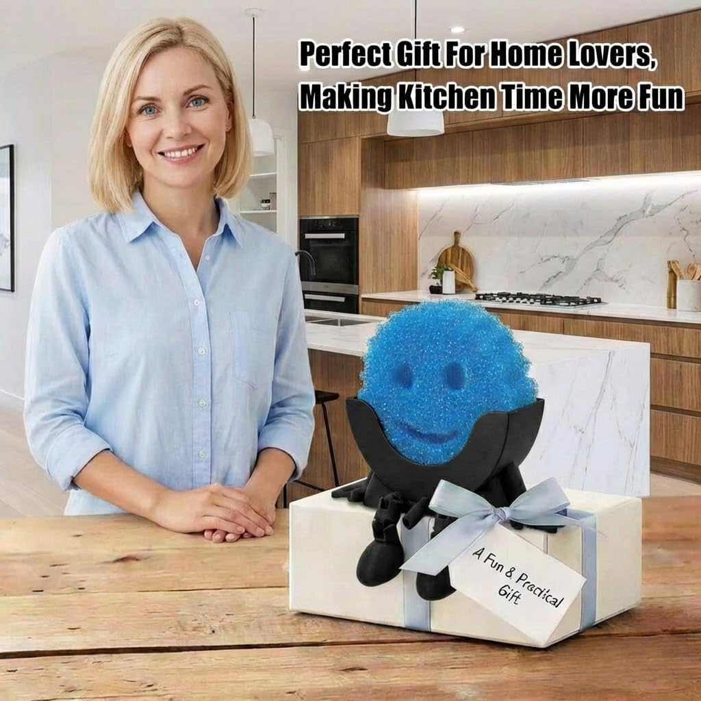 Creative Drainage Sponge Holder: Traceless Glue, 3D Printed Funny Kitchen Sink Holder, Keeps Sponge Dry – For Scrub Daddy (1, Black)