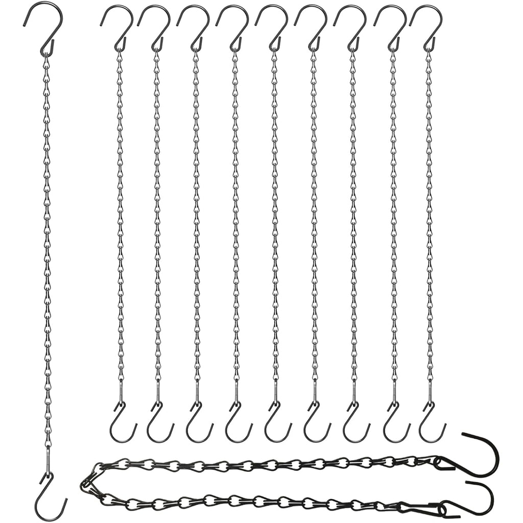 Chain For Hanging Plants, Adjustable Hanging Chain With Hooks, 21 Inch, Black – 10 Pack Heavy Duty For Hanging Bird Feeders,Grow Lights, Potted Plants, Neon Sign, Christmas Wrea