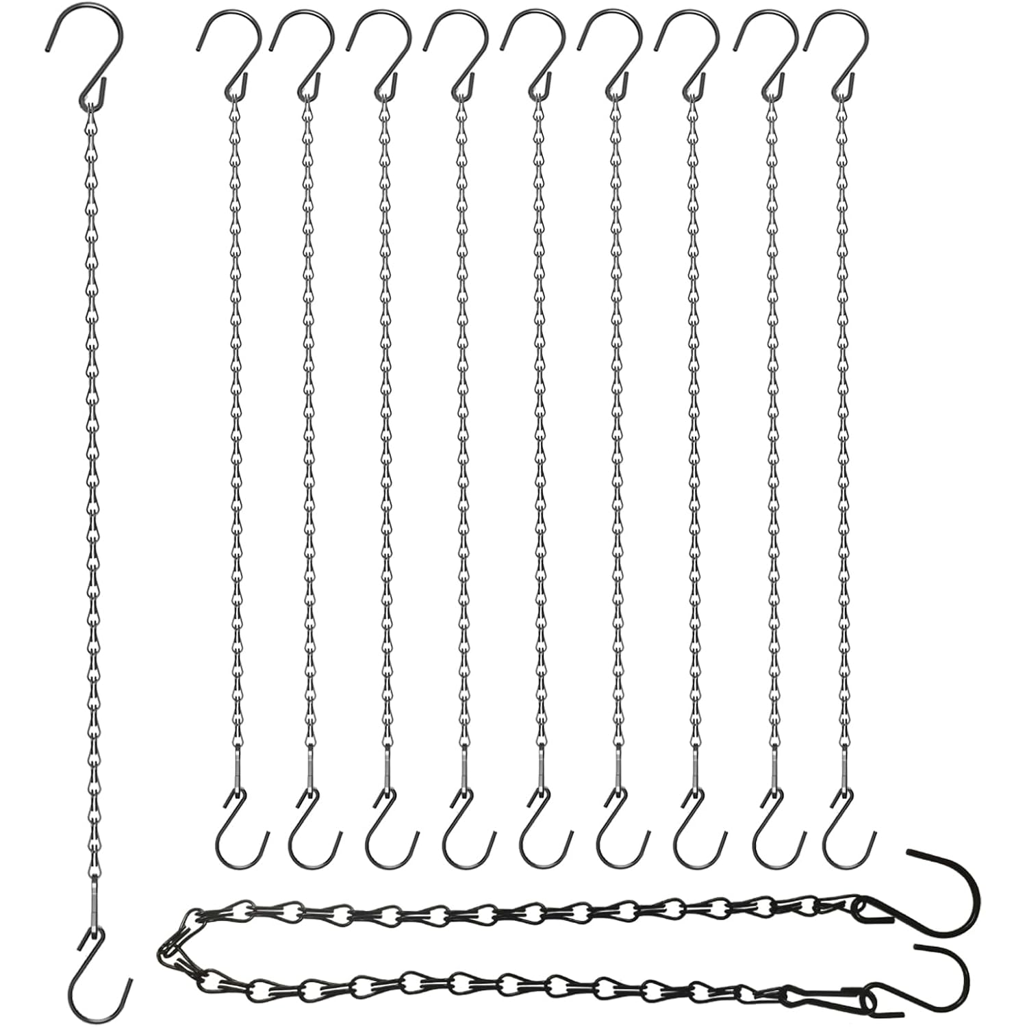 Chain For Hanging Plants, Adjustable Hanging Chain With Hooks, 21 Inch, Black – 10 Pack Heavy Duty For Hanging Bird Feeders,Grow Lights, Potted Plants, Neon Sign, Christmas Wrea